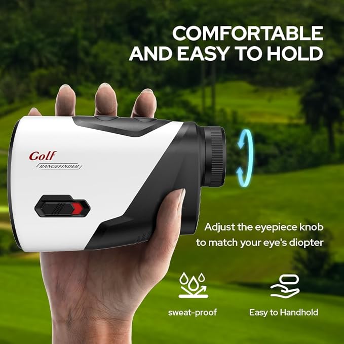 Golf Rangefinder with Slope and Pin Flagpole Lock Vibration, 1200 Yards Range Finder, External Slope Switch, Golf Tournament Legal, Rechargeable Battery, Magnetic Stripe, 6X Magnification