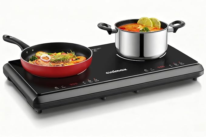 Electric Stove,Cusimax Electric Hot Plate for Home,9 Temperature and 1800w Power Level,Double Infrared Burner with Sensor Touch,Kids Safety Lock,Timer,Ceramic Countertop Stove