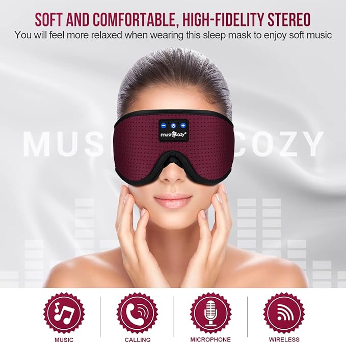 MUSICOZY Bluetooth Sleep Headphones Eye Mask Set – 2-Pack Wireless Sleep Masks for Men and Women