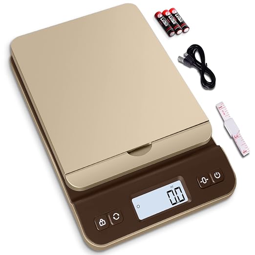 QP Digital Shipping Postal Scale, 86lb/0.1oz Accuracy Postage Scale with Hold/Tare Function, LCD Display, Flip-up Holder Package Scale, UPS Postal Scale for Packages, Battery & Tape Measure Included