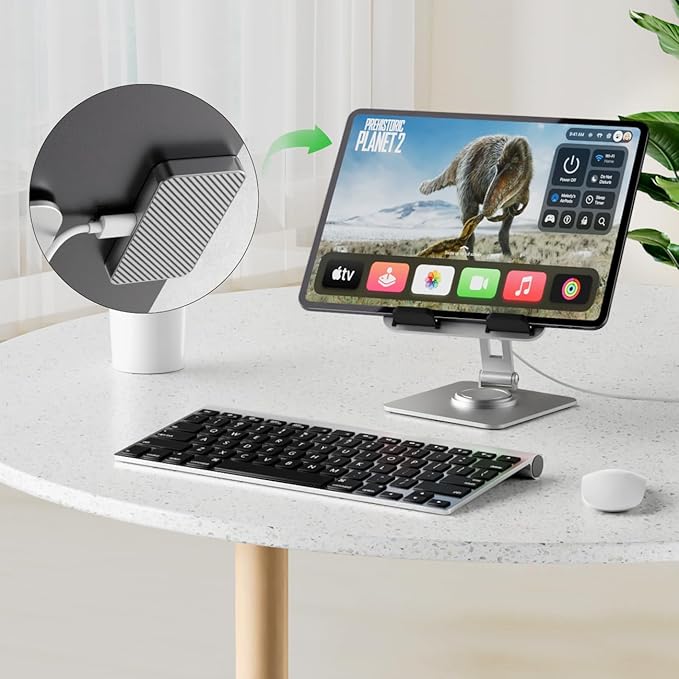 Magnetic Wireless Charger for iPad Pro 11 (1st/2nd/3rd/4th) & iPad Air 11 (M2/M3) & iPad Air 10.9 (4th/5th), 18W Fast Charging Smart Connector Alloy Wireless Charging Pad with USB-C Cord Cable