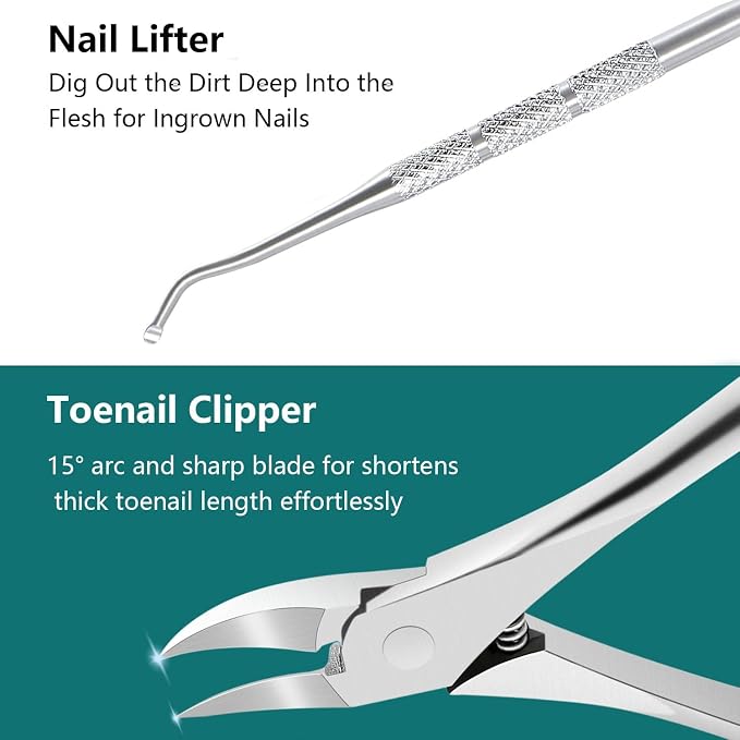 Pedicure Kit Ingrown Toenail Removal Kit Pedicure Tools for Feet with Callus Shaver Pedicure Set Stainless Steel Ingrown Toenail Tool Foot Care Callus Remover (40 Pcs Set)