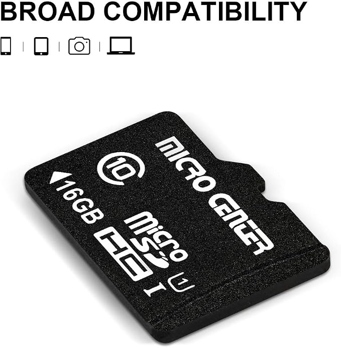 Micro Center 16GB Class 10 MicroSDHC Flash Memory Card with Adapter for Mobile Device Storage Phone, Tablet, Drone & Full HD Video Recording - 80MB/s UHS-I, C10, U1 (10 Pack)