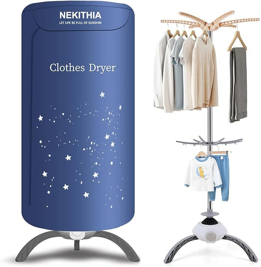 Portable Clothes Dryer, 900W Fast Drying & Large Load Capacity for Laundry and Shoes - Compact Mini Dryer Machine for Travel, Apartments, RV, Dorm Blue