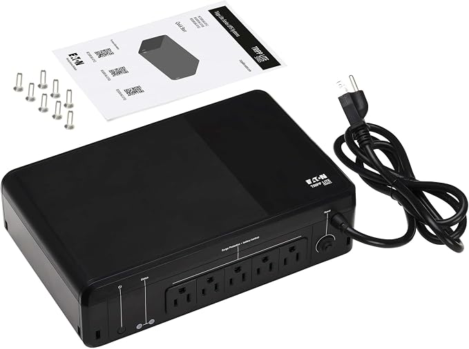 Tripp Lite 850VA UPS Desktop Battery Backup and Surge Protector, 450W, 5 Outlets, Home & Office UPS, Small Form Factor, Wall Mounting Option, 5ft Cord, 3-Year Warranty (BC850R)