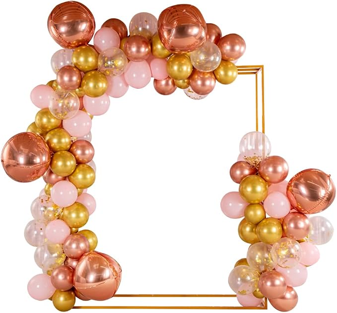 Restaurantware-Balloonify Balloon Garland Set, 1 Party Decoration Kit - 135 Balloons, With Chain, Pink & Gold Latex Balloon Arch Kit, Includes Glue Dots