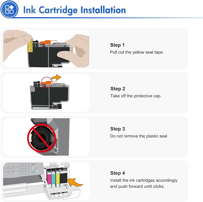 LC406 LC406XL Ink Cartridges for Brother Printer LC 406XL 406 XL for MFC-J4335DW MFC-J5855DW MFC-J6555DW MFC-J4535DW MFC-J6955DW MFC-J4345DW MFC-J5955DW - 4 Pack High Yields Black Cyan Magenta Yellow