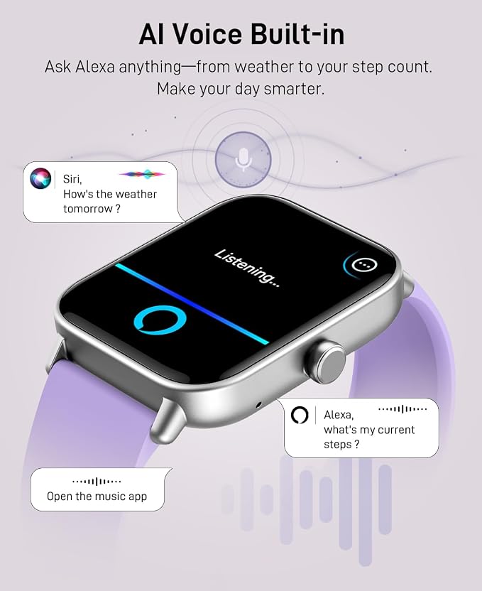 Hingso Smart Watches for Women, 1.85" Fitness Tracker for Android & iPhone | Bluetooth Call & Text Alert, Alexa Built-in, 24/7 Heart Rate/SpO2/Sleep/Cycles Monitor, 120+ Sports, IP68 Waterproof, 2 Bands