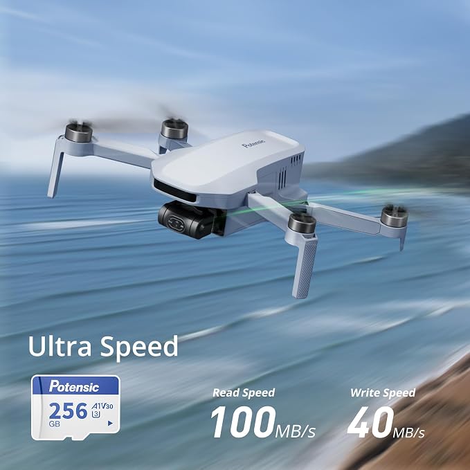 Potensic 256GB Memory Card for Drones, A1, U3, V30, Read Speed up to 100 MB/s