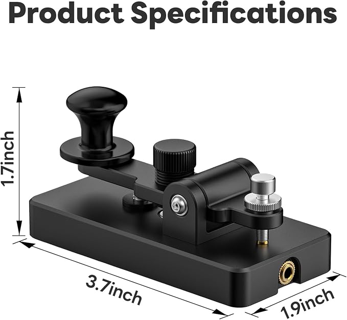 Putikeeg Classical Morse Mini Code Key Morse Code Paddle Key Aluminum Alloy Mini-Key Morse CW Portable Key Morse Practice Key Black