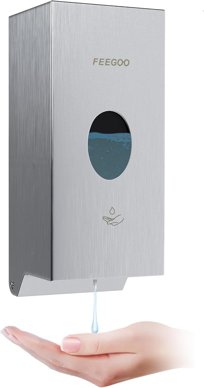 Automatic Wall Mounted Soap Dispenser, 27 fl oz / 800 ml Touchless Liquid Soap Dispenser, 304 Stainless Steel Commercial Soap Dispenser for Bathrooms, Offices, Hotels and Restaurants
