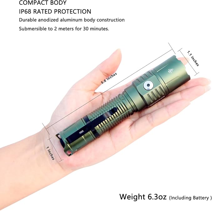 MX77 2530 Lumen LED Tactical Flashlight Law Enforcement, 390 Yards Beam Distance USB-C Rechargeable Pocket Flashlight with Battery