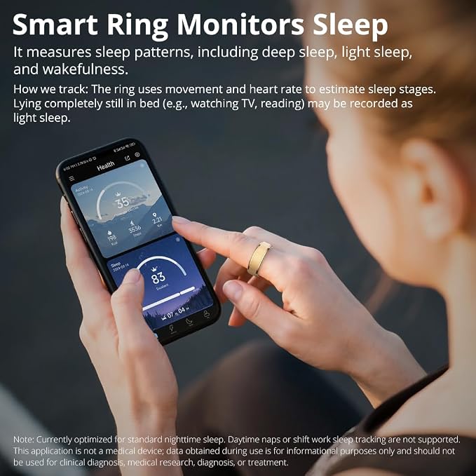 COLMI R10 Smart Ring, Smart Health Ring for Women, Features Heart Rate, Blood Oxygen, Pedometer, and Fitness Tracker, Smart Ring Womens, No Subscription Fee. (Rose Gold, 12#)