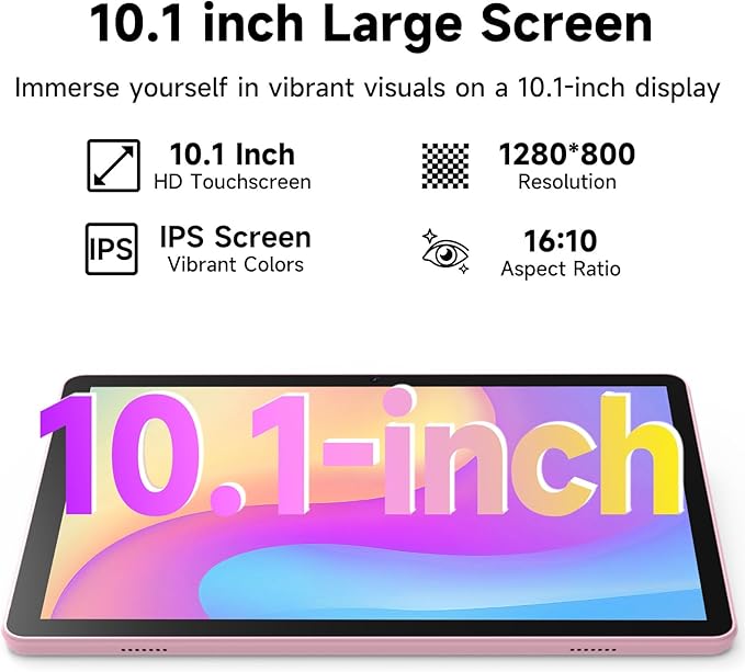10 Inch Tablet Android 15 Tablets with Case 4+16GB RAM+128GB ROM, 6000mah Battery 10 in Android Tableta, 2MP+8MP Dual Camera 10.1'' IPS HD Touch Screen Tab (Pink+Keyboard)