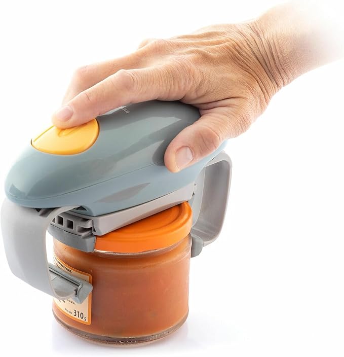 InnovaGoods® Lloucan Electric Jar Opener, Can Opener Kitchen Accessory, Automatic Can Opener for New Sealed Jars, Hands Free Can Opener Less Effort to Open (Grey)