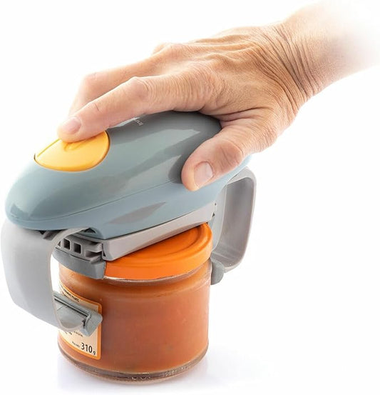 InnovaGoods® Lloucan Electric Jar Opener, Can Opener Kitchen Accessory, Automatic Can Opener for New Sealed Jars, Hands Free Can Opener Less Effort to Open (Grey)