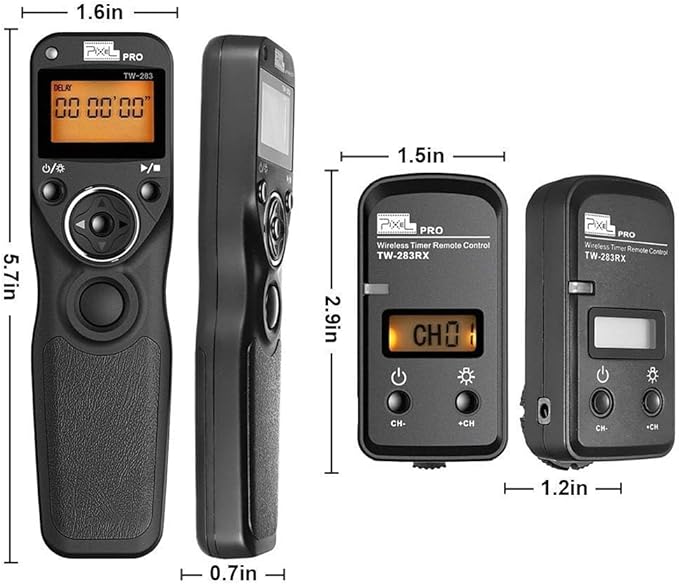 Pixel TW-283 DC0 Wireless Remote Shutter Release Cable Wired Timer Remote Control for Nikon Z9 D850 D800 D810 D700 D500 D300 D300S D200 F100 D6 D5 D4 D3 D2 D1