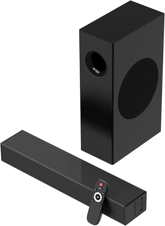120W Sound Bar, 2.1 ch Surround Sound System for TV, Soundbar with Subwoofer for Home Theater, Sound Bar for Smart TV with 2 Mid high Frequency Speaker, TV/Gaming/Projectors, Wall Mountable