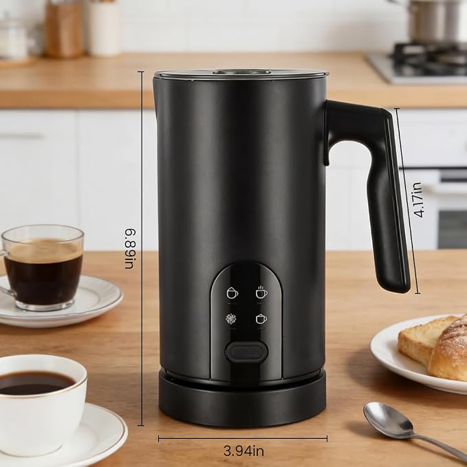 Automatic Milk Frother, 4-in-1 Multifunctional Hot and Cold Foam Maker with Premium Stainless Steel, Fast & Quiet Milk Frother and Warmer for Perfect Latte, Cappuccino and Hot Chocolate