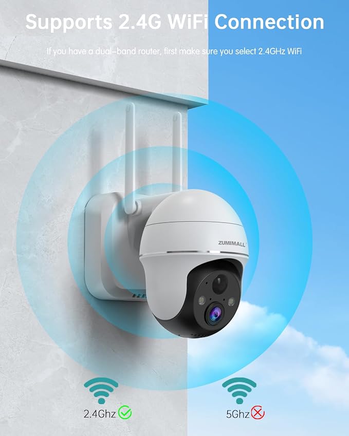 ZUMIMALL Security Cameras Wireless Outdoor, 2K Camera for Home Security with 3MP Color Night Vision, 2.4GHz WiFi, 2-Way Talk, Spotlight & Siren, IP66 Weatherproof, Compatible with Alexa