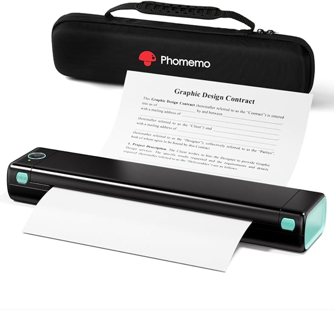 Phomemo M08F Pro Portable Printers Wireless Travel, [Upgrade] Portable Thermal Printers Support 8.5" X 11" US Letter, Inkless Bluetooth Printer Compatible with iOS, Android, PC, Printer with Case