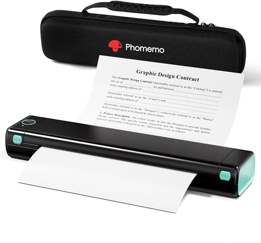 Phomemo M08F Pro Portable Printers Wireless Travel, [Upgrade] Portable Thermal Printers Support 8.5" X 11" US Letter, Inkless Bluetooth Printer Compatible with iOS, Android, PC, Printer with Case