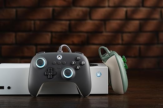 8Bitdo Ultimate C Hall Effect Joysticks/Hall Trigger Wired Controller with RGB Lighting Fire Ring, 3.5mm Audio Jack for Xbox Series X|S, Xbox One, Windows 10/11 - Officially Licensed (Dark Gray)