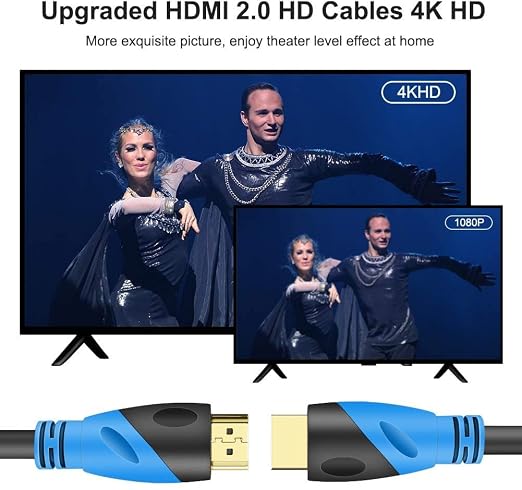 4K HDMI 40 FT Cable (HDMI 2.0,18Gbps) Ultra High Speed Gold Plated Connectors,Ethernet HDMI Cord, 4K@60HZ 2K 1080P 3D ARC Compatible with UHD TV Monitor Laptop Xbox PS4/PS5 ect(12m)