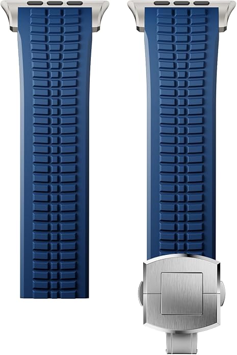 Silicone Watch Band Compatible with iWatch Ultra 2 / Ultra/Series 10 9 8 7 (44mm 45mm 46mm 49mm), Sport bands with Folding buckle, Rugged Heavy Duty Modern Design for Men