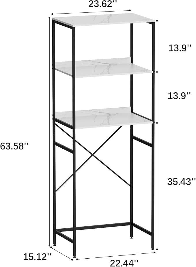 Mini Fridge Shelf Mini Fridge and Microwave Stand Over Mini Fridge Storage Rack 3 Tier Microwave and Fridge Stand Suitable for Dorm, Kitchens, Offices, Marble