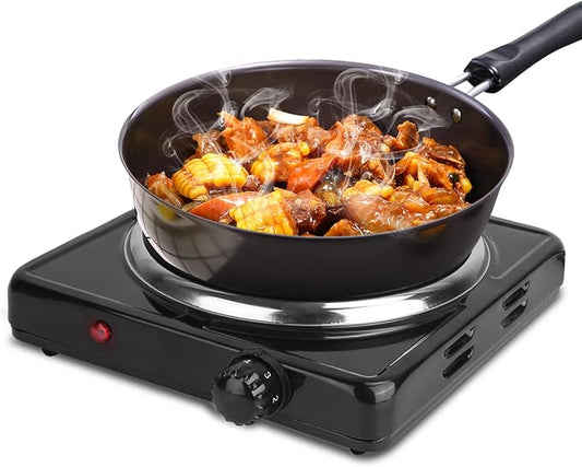Electric Burner, Electric Hot Plate for Cooking Portable Cooking Stove, Countertop Burner Cooktop for Kitchen, Dorm, Temperature Control, Easy to Clean, Black