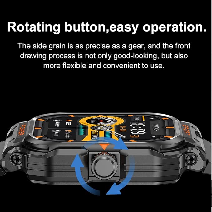 Military Smart Watch with Earbuds for Men and Women,2'' Tactical Display,Sport Modes,Fitness Tracker,Heart Rate,Answer/Make Call, Sleep Monitor, SmartWatch Built-in Headphone Combo,iOS & Android