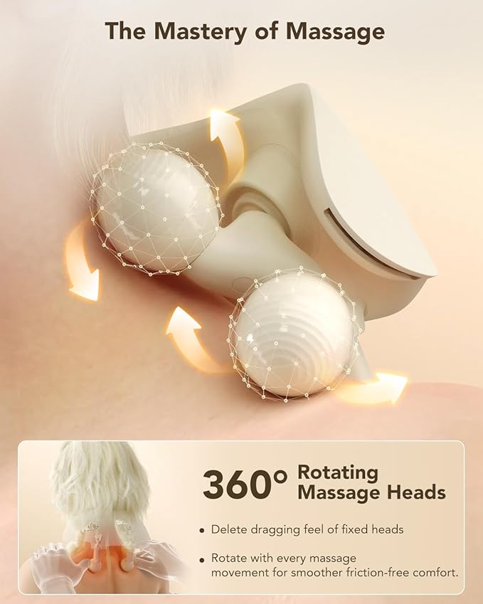 SKG HS500 FSA Eligible Cordless Neck Massager for Pain Relief Deep Tissue, Shiatsu Shoulder Massager with Heat, Massage Tools for Trapezius, Lymphatic Drainage, Relaxation Therapy, HSA Items