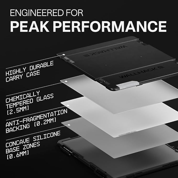 Wallhack SP-005 Glass Gaming Mouse Pad – Speed Surface, Large Mousepad for Esports, Smooth Low-Friction Glide, Tempered Glass, Ergonomic Low Profile, Durable & Portable with Carry Case | Skypad White