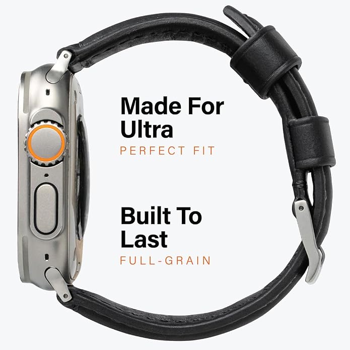 KORDIZ Traditional Leather Band for Apple Watch ULTRA 3, ULTRA 2/1 & Series 11, 10, 9, 8, 7-1, SE3, SE2, SE - Genuine Full Grain Leather Wristband - Men Women Replacement Band for iWatch Apple Watch [ 49mm 46mm 45mm 44mm ]