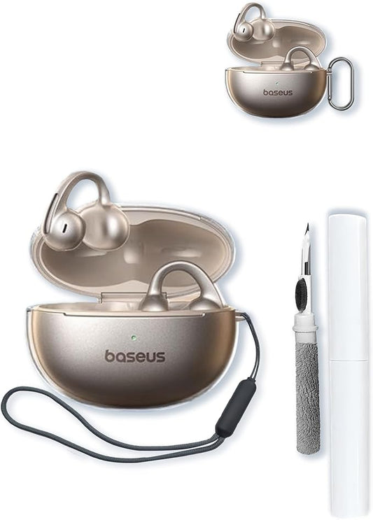 Case for Baseus MC1 Pro Bluetooth Earbuds,BOVUGAC High Transparency Soft TPU Shockproof Cover with Keychain,Cleaning Kit and Lanyard-Clear