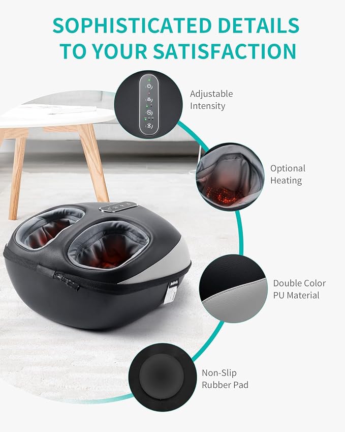 Nekteck Foot Massager Machine with Heat, Shiatsu Feet Massage for Plantar Fasciitis & Neuropathy, HSA Eligible Massage Tools, 360° Air Compression & Deep Kneading Therapy, Relaxing Gifts for Mom Dad