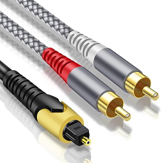192KHz DAC Optical to RCA Converter,Optical Audio Cable to RCA Male Cable Adapter,Digital to Analog Audio Converter for HDTV, DVD, Set-top Boxes(Unidirectional from O-ptical to RC A Only) Cable -6.6FT