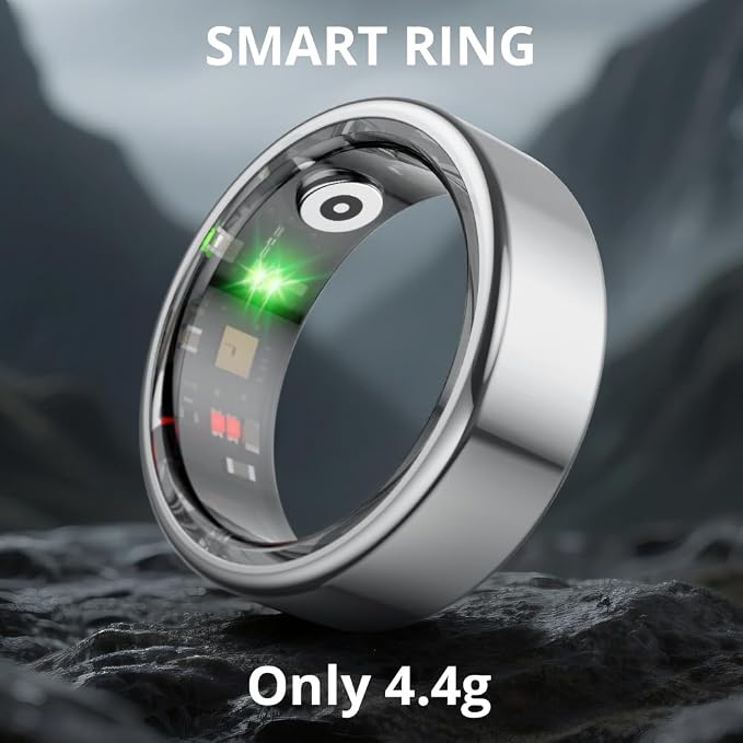 COLMI R02 Smart Ring, Smart Ring for Women and Men, No Subscription Fee, with a Charging Case, Supports Heart Rate, Blood Oxygen, Sleep Health Monitoring. (Silver, 7#)