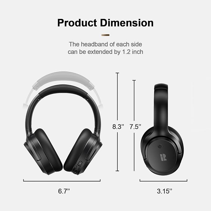 Calmbee Bluetooth Headphones, Hybrid Active Noise Cancelling Wireless Headphones Over Ear with Microphone, Up to 140H Playtime, Transparency Mode, Deep Bass, Clear Calls, Comfort fit for Travel, Home | Bluetooth 5.3, Microphone, Up to 140H Playtime, AN...