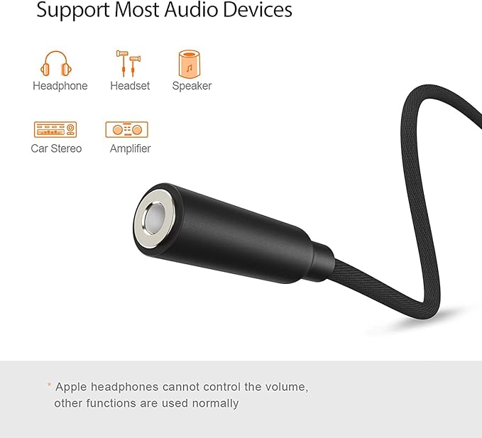 CableCreation USB C to 3.5mm Headphone Adapter, Type-C to 3.5mm Audio Adapter Compatible with Galaxy S22 S20 S21 Ultra Z Flip S20+, iPad Pro 2020, Pixel 4 3 2 XL etc. 0.33 ft Black