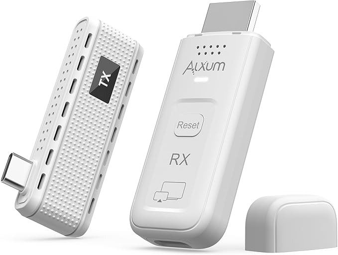Alxum USB-C Wireless HDMI Transmitter & Receiver, 2-in-1 Kit: Plug & Play & AirPlay/Miracast Casting, 165ft/50m, 4K Decode 1080P@60Hz Output, 5G+2.4G for Laptop/Phone/Tablet to Monitor/Projector/TV