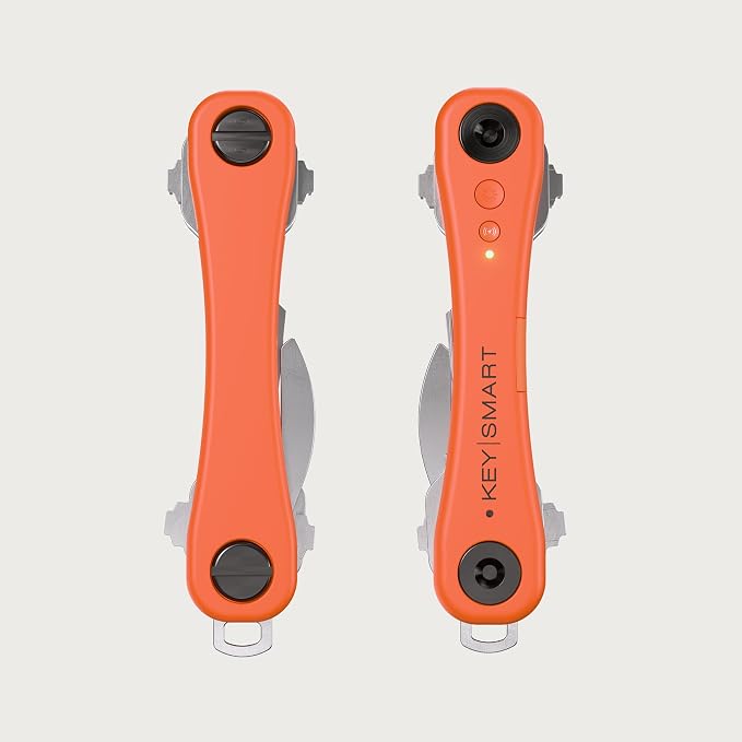KeySmart iPro - Key Finder Locator with Sound, Keychain Key Holder, Apple Find My App Compatible, Key Organizer, Compact Clutter-Free Key Chain Tracker, Rechargeable Battery (Up to 14 Keys, Orange)