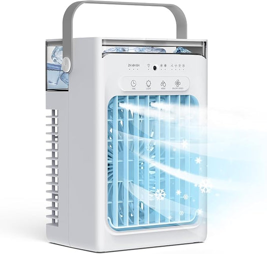Portable Air Conditioners, 3-in-1 Portable AC Unit, Personal Mini Air Conditioner With 1000ml Water Tank, 2/4/6H Timer, USB Charging Small Cooling Fan (Include 5V 2A Adapter) For Indoor Office Bedroom