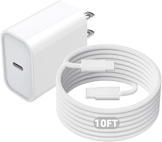 iPhone 17 16 Charger,USB C Wall Charger Block Chargers Fast Charging with 10FT USBC to C Woven Cable for iPhone 17e/17/17 Pro/17 Pro Max/17 Air/iPhone 16/16 Plus/16 Pro Max/16e/15/15Pro,iPad Pro