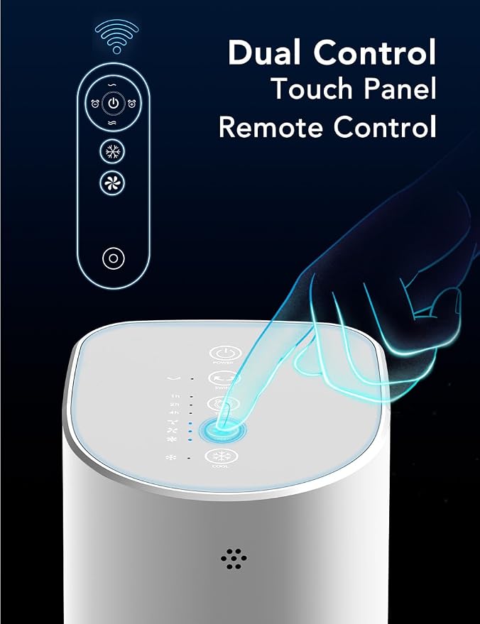 35 INCH Windowless Swamp Cooler Air Conditioner, Evaporative Air Cooler with Smart Timer for Auto-Off, w/Remote Control, Wider Oscillation, Cool Mode, Portable Air Conditioner for Bedroom Home Office