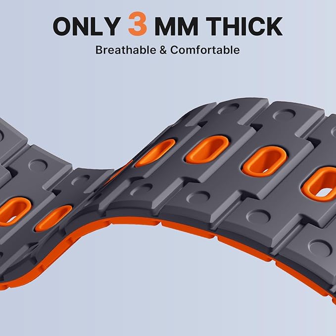 Bandletic Watch Band, Quick Release Silicone Watch Strap for Men Women, Replacement Bands Width 20mm Magnetic Straps Breathable Soft Compatible with Garmin Venu Sq 2 Watch Band, Spacegray/Orange