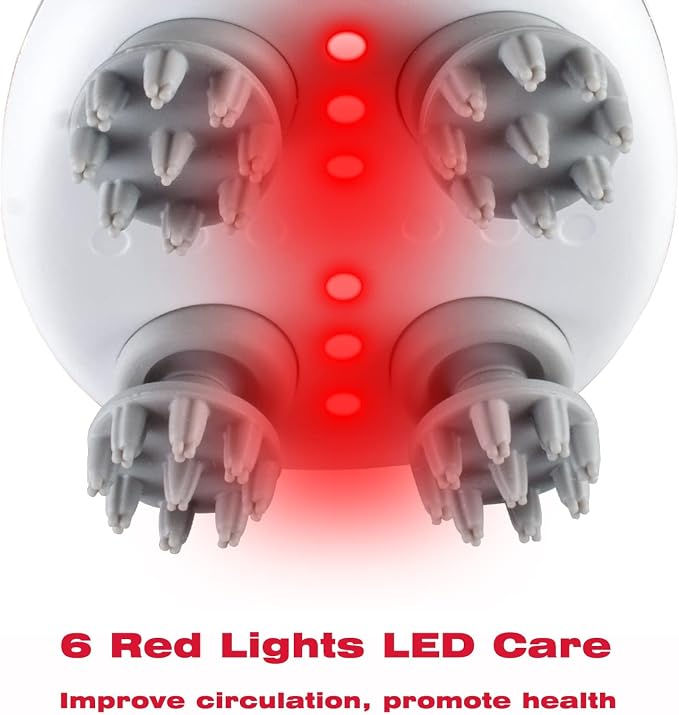 Head Massager with Red Light Therapy, Waterproof Scalp Massager, Red Light massge Ball, Trigger Point Tool for Full Body Pain Relief & Recovery