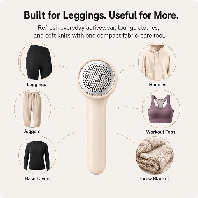 Fabric Shaver for Yoga Pants Leggings Activewear, Electric Lint Shaver, Clothes Pilling Remover for Clothing Yoga Leggings, Safe Shavers to Remove Pilling, Rechargeable Clothes Lint Fuzz Depiller
