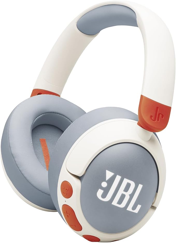 JBL Junior 470NC - Wireless Over-Ear Noise Cancelling Kids Headphones with JBL Safe Sound (<85dB), Fit for Kids, Parental Control with Customizable Volume & Playtime and 50Hr Battery Life (White)